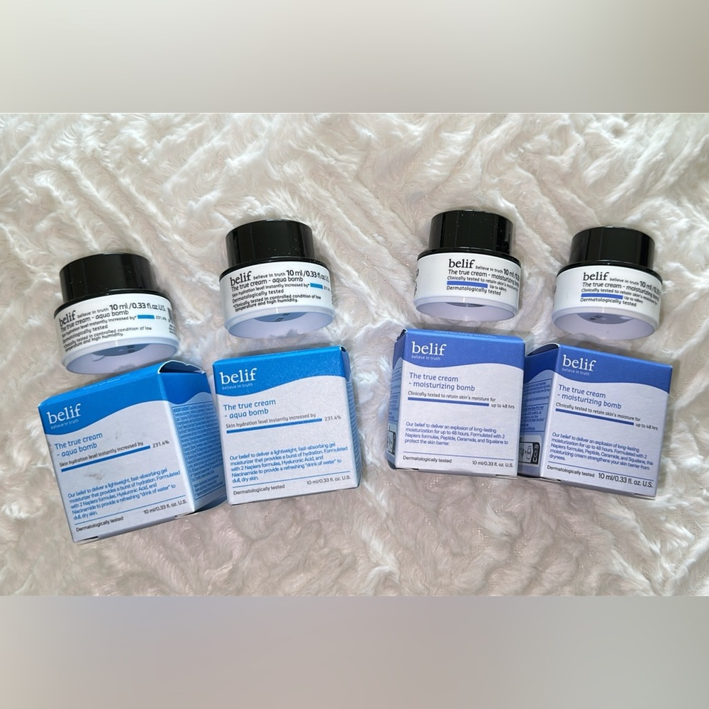 ✨🩵 NIB (4) SET Belif The True Cream Set (2) Aqua Bomb and (2) Moisturizing Bomb